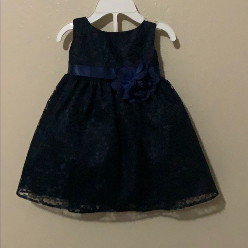 Navy blue boutique dress for baby